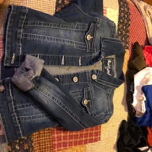 Red camel denim jacket